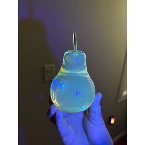 Lucite pear clear fruit vintage decor glows under UV light